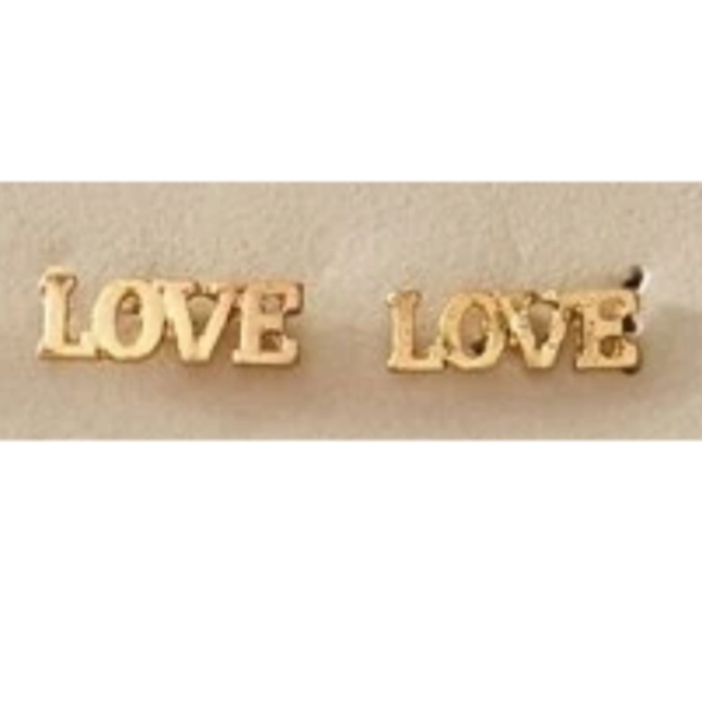 🍭 3/$15 "LOVE" Stud Earrings in Gold Brand New